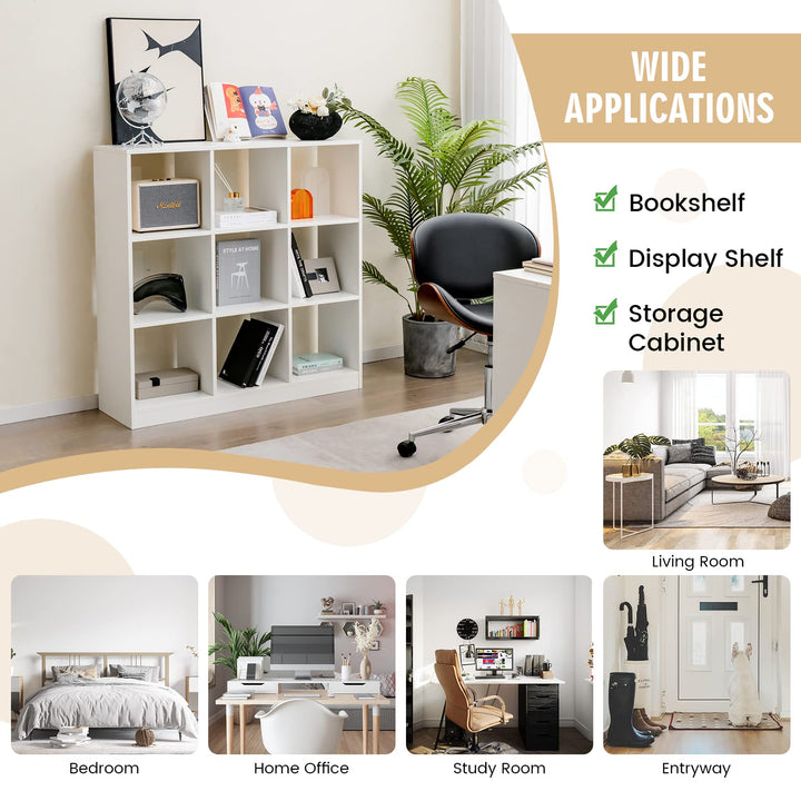 Giantex 9-Cube Bookcase White - 4-Tier Freestanding Open Bookshelf