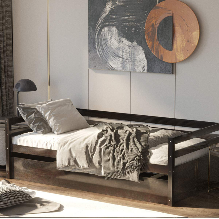Giantex Wood Daybed with a Trundle, Twin Trundle Daybed with Durable Slat Support