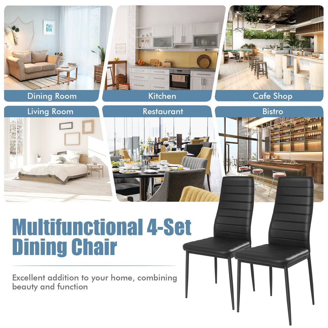 Giantex Set of 4 Dining Chairs, Upholstered Dining Side Chairs with Stain-Proof PVC Leather