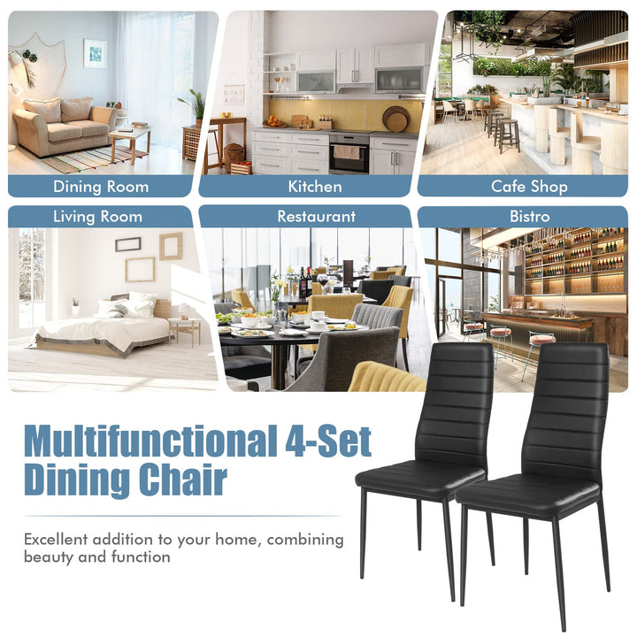 Giantex Set of 4 Dining Chairs, Upholstered Dining Side Chairs with Stain-Proof PVC Leather