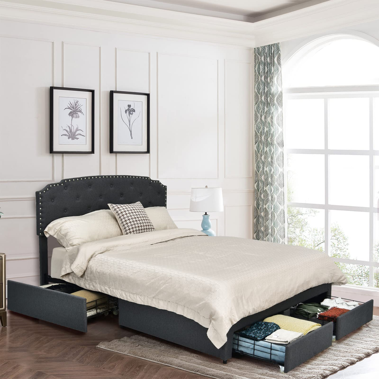Giantex Upholstered Platform Bed Frame