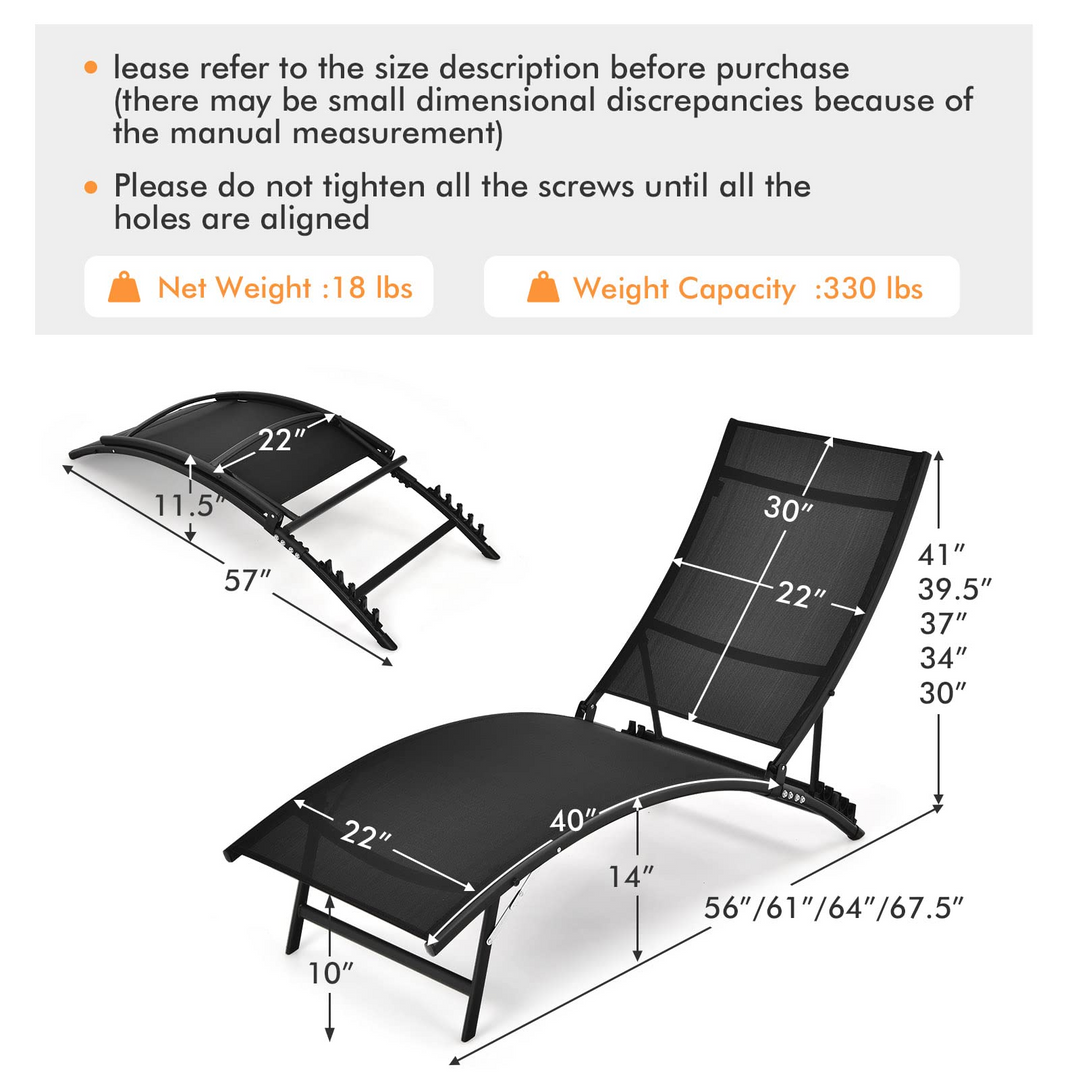 Giantex Outdoor Chaise Lounge Set of 2, Foldable Pool Lounge Chairs