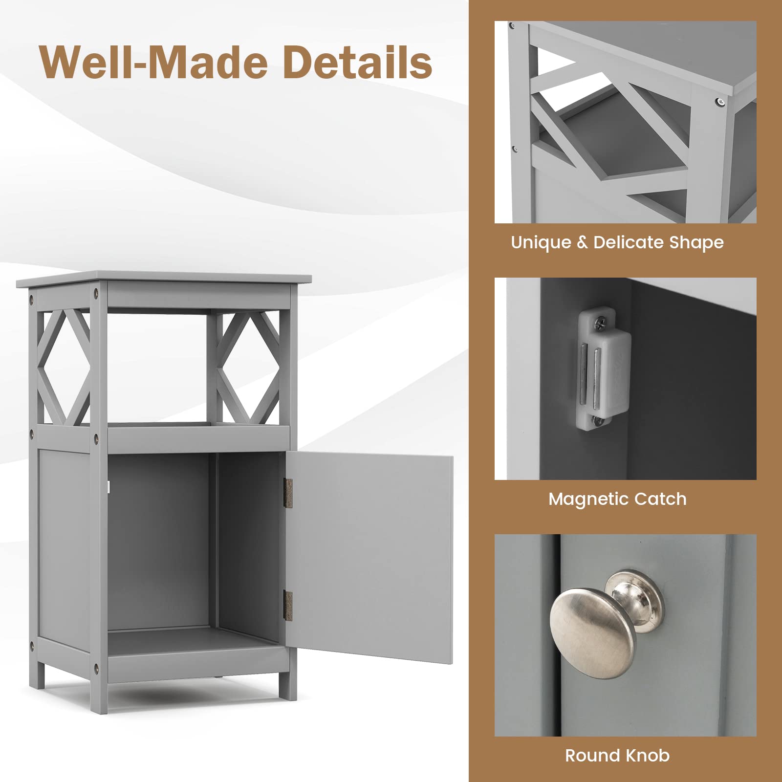 Giantex Bathroom Floor Storage Cabinet - Versatile Small Towel Cabinet with Door and Shelf