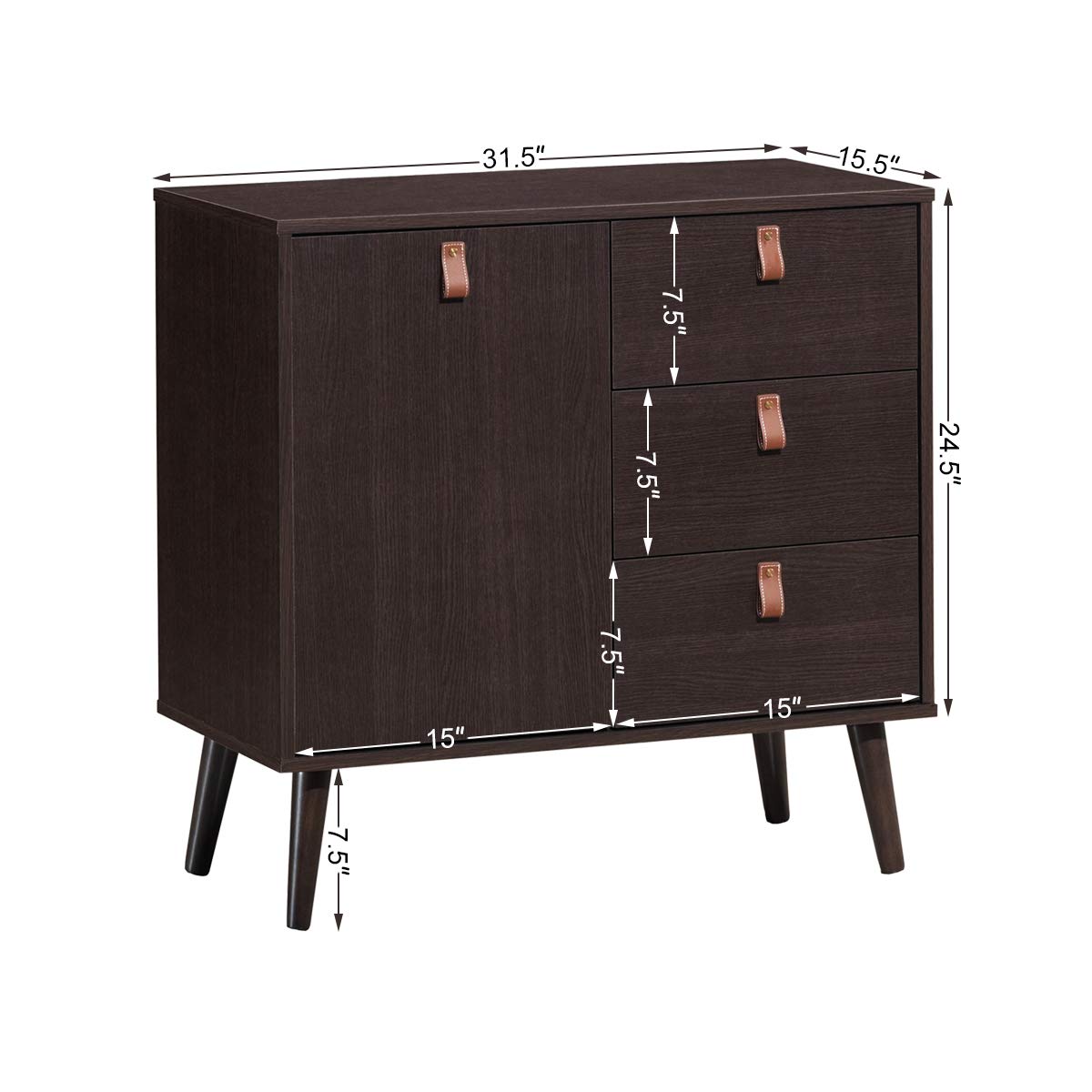 Giantex Sideboard Storage Cabinet with Doors and Adjustable Shelf (Dark Brown)