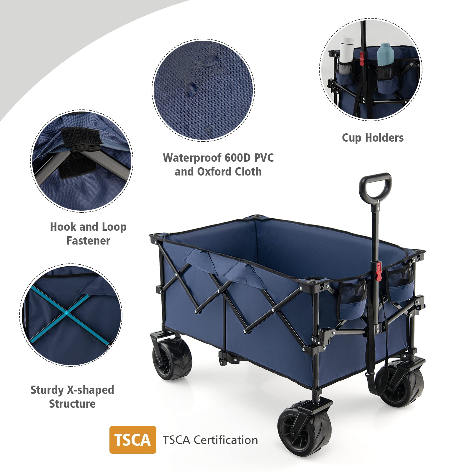 Giantex Folding Wagon Cart, Collapsible Beach Wagon with All Terrain Universal Wheels
