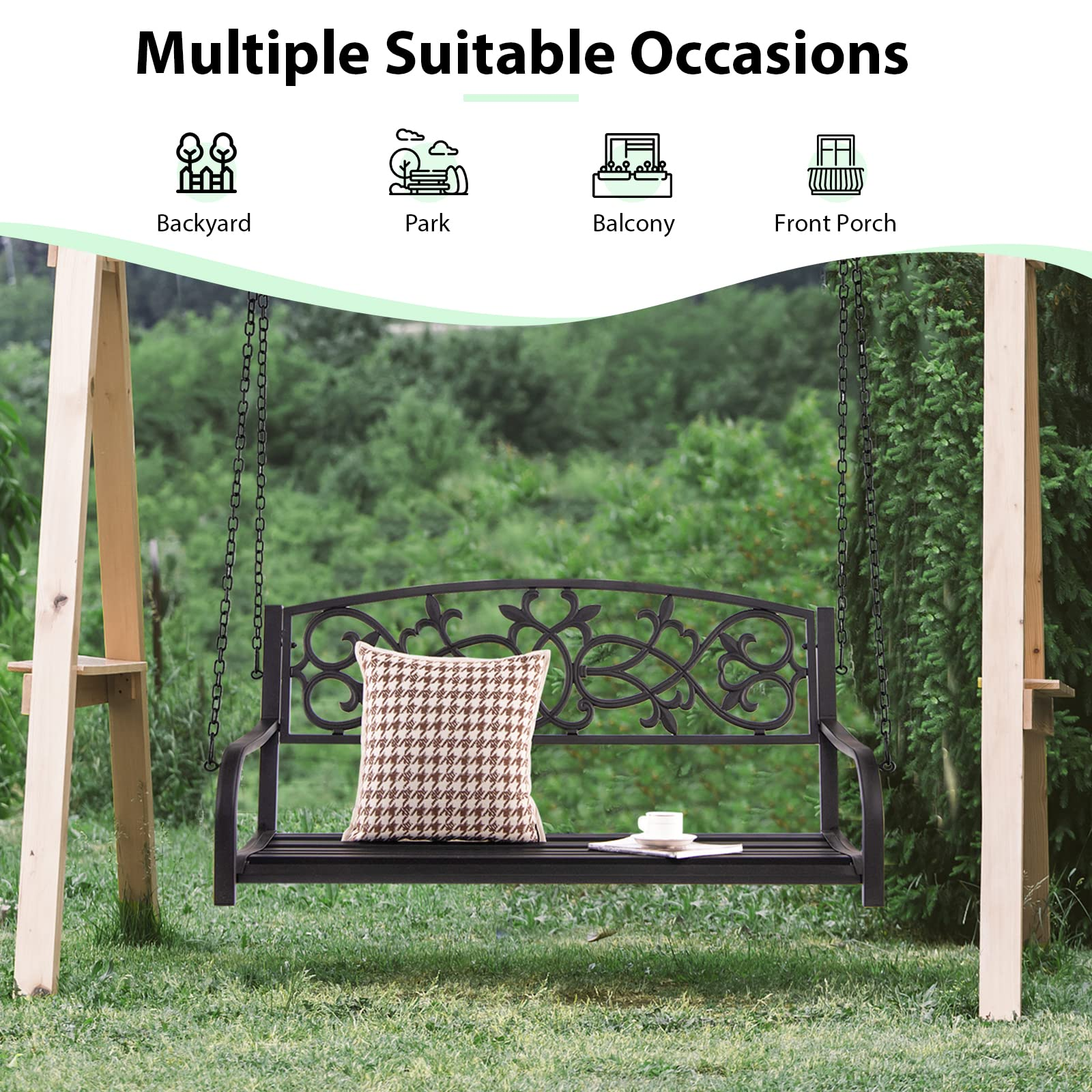 Giantex Patio Metal Porch Swing