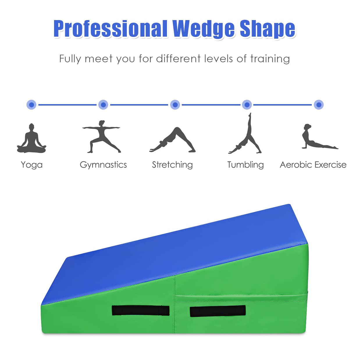Giantex Gymnastics Wedge Mat, w/Carrying Handles, 37.5'' X 23'' X 14'' Non-Folding Incline