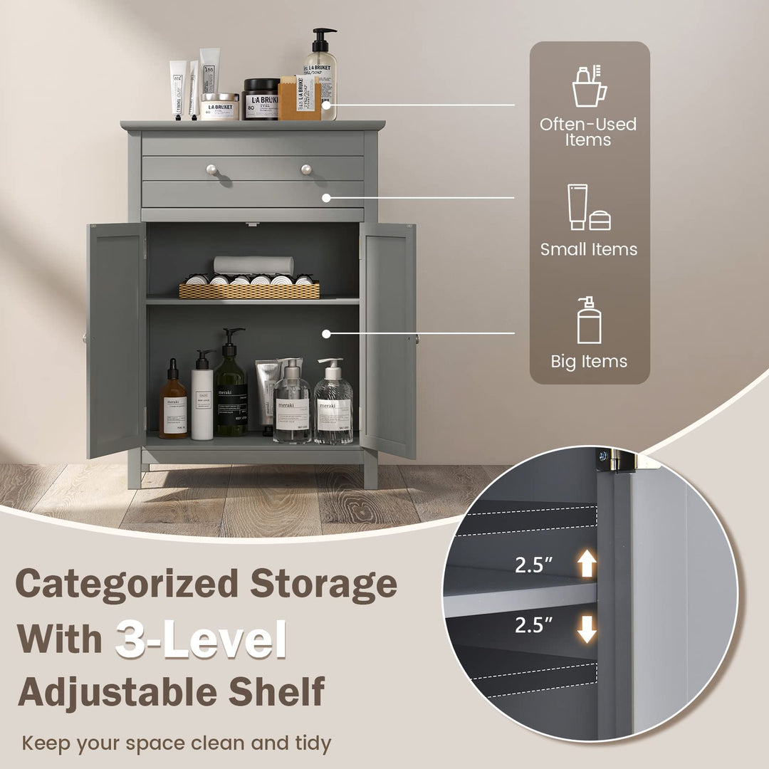 Giantex Bathroom Storage Cabinet with Drawer - Floor Cabinet with Doors, Adjustable Shelf