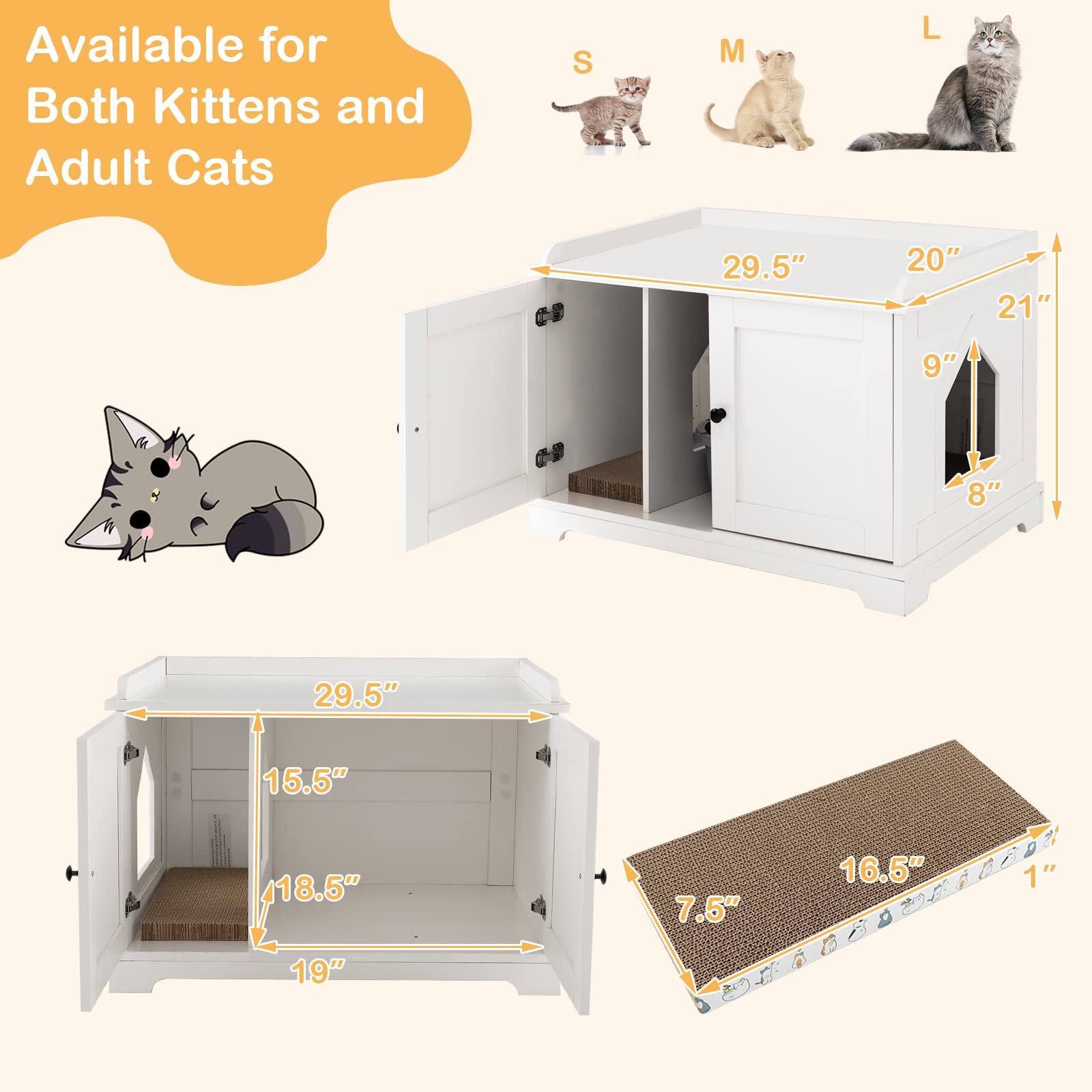 Giantex Cat Litter Box Enclosure - Cat Washroom Hidden Furniture