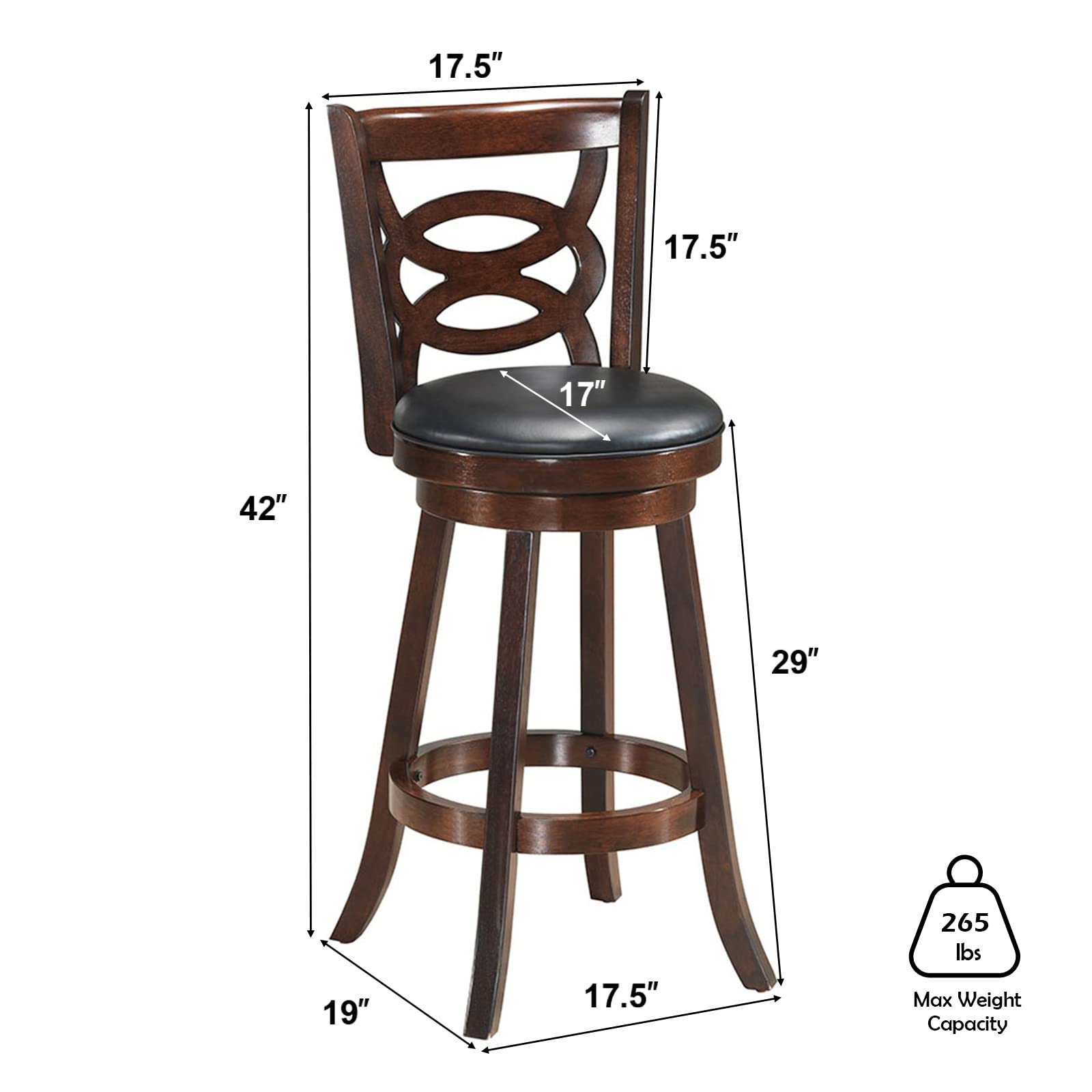 Giantex Bar Stools, Counter Height Dining Chair, Fabric Upholstered 360 Degree Swivel