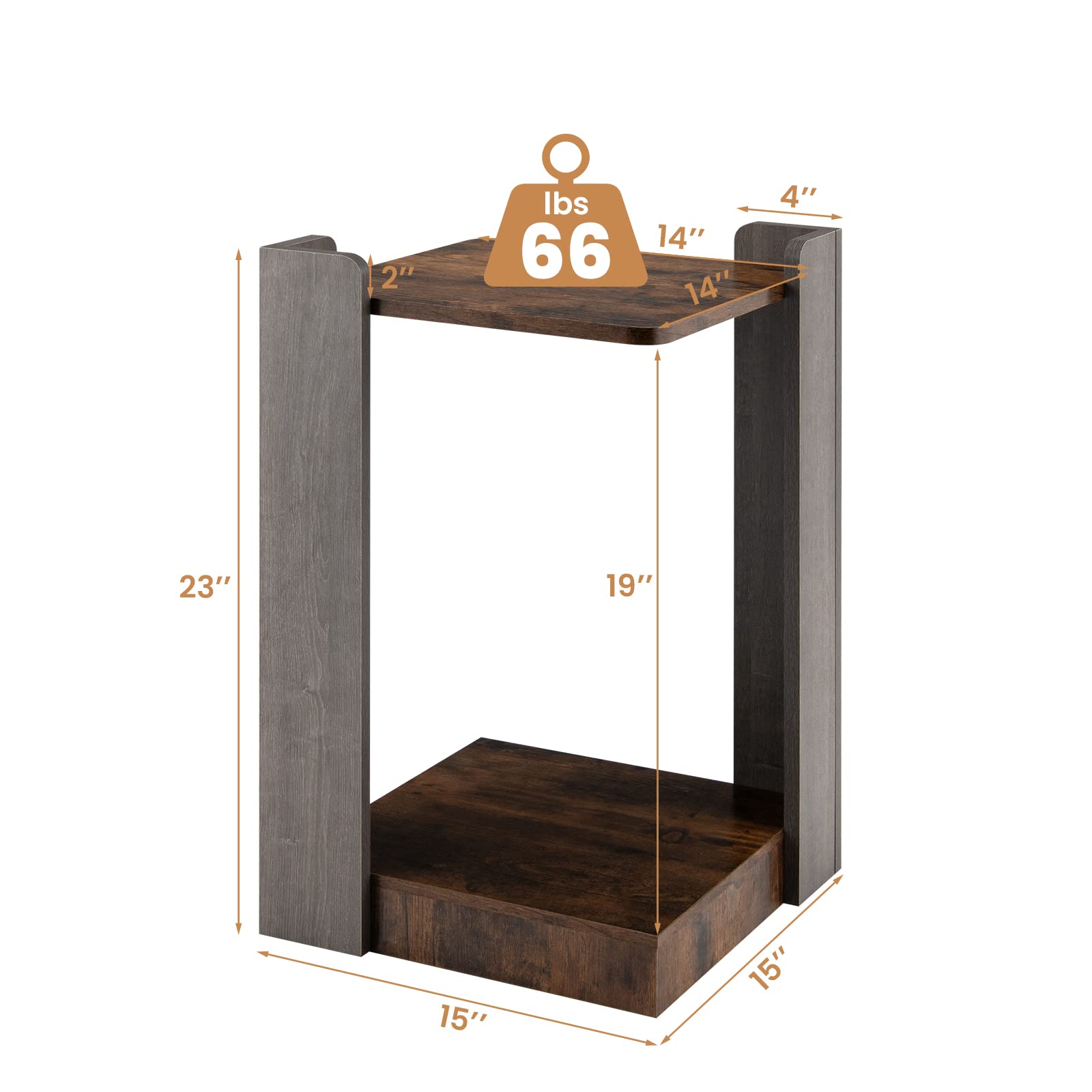 Giantex End Table, 2-Tier Side Table w/Open Storage Shelf