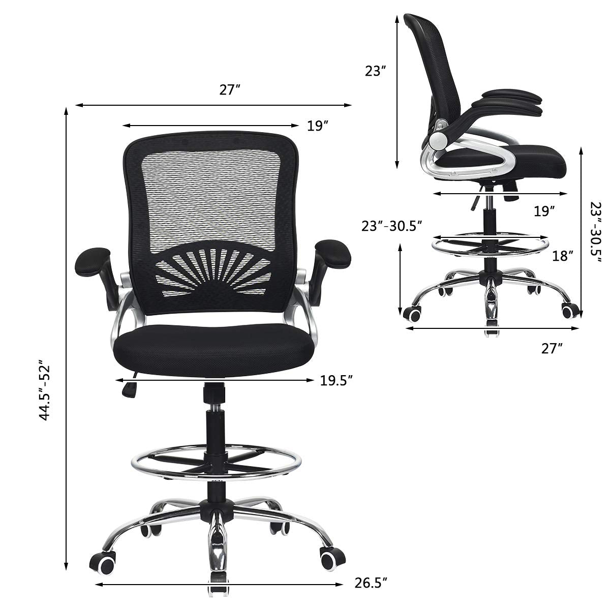 Giantex Mesh Drafting Chair, Standing Desk Stool with Lumbar Support