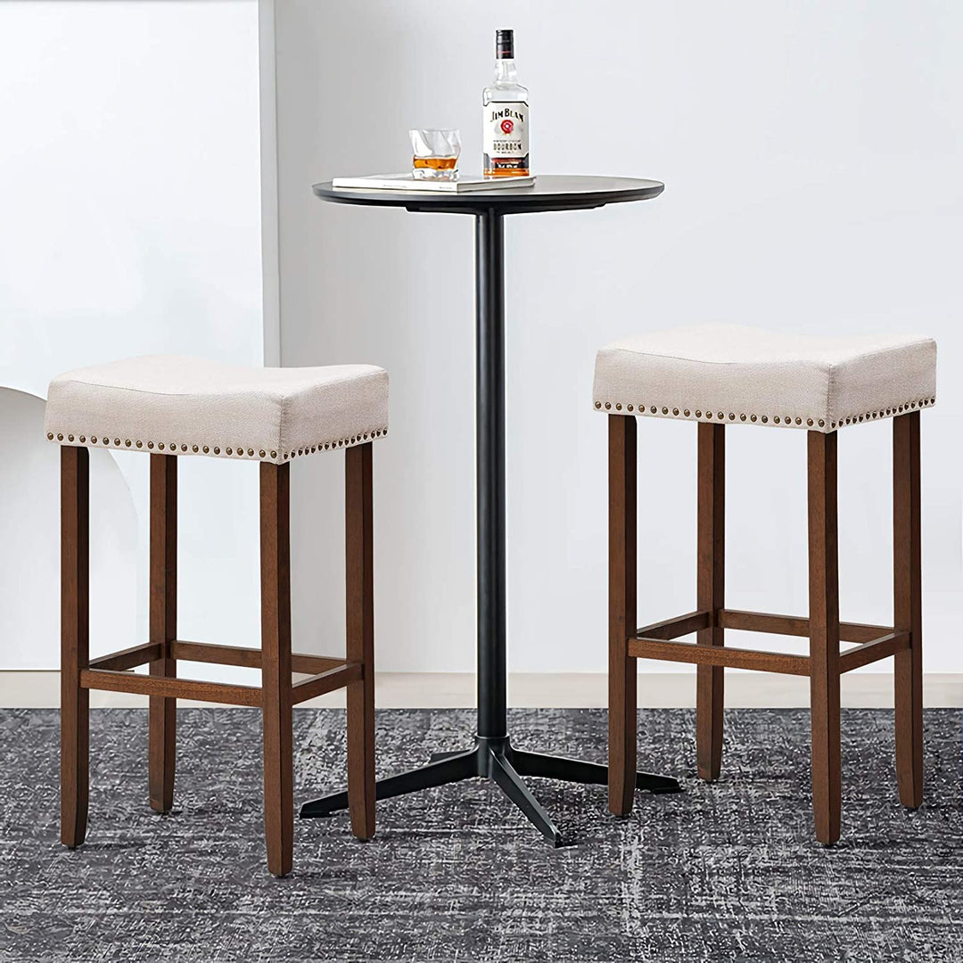 Giantex Backless Counter Height Stools with Brass Nail Head Studs