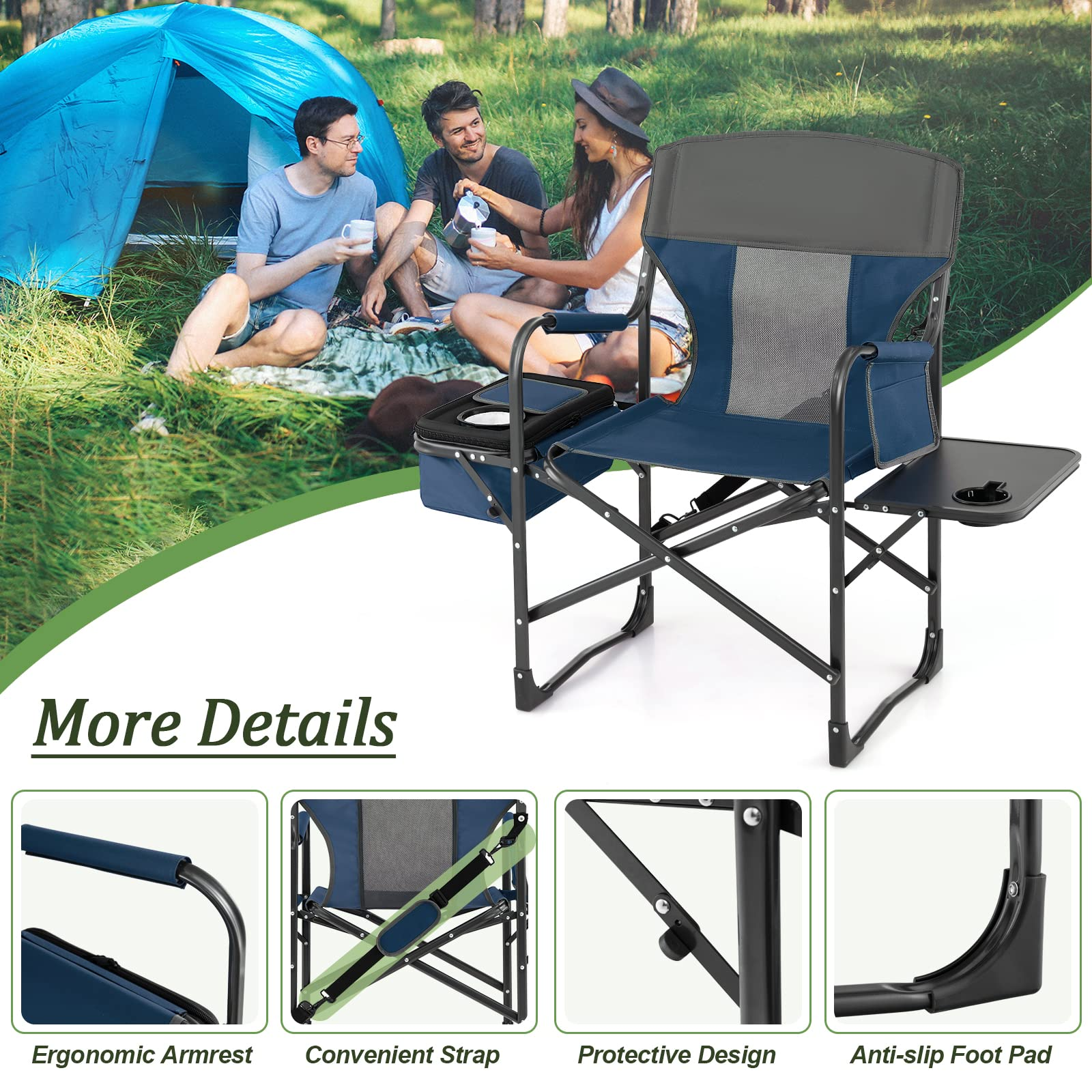 Giantex Directors Chair, Folding Chair with Side Table