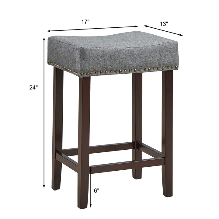 Giantex Backless Counter Height Stools with Brass Nail Head Studs