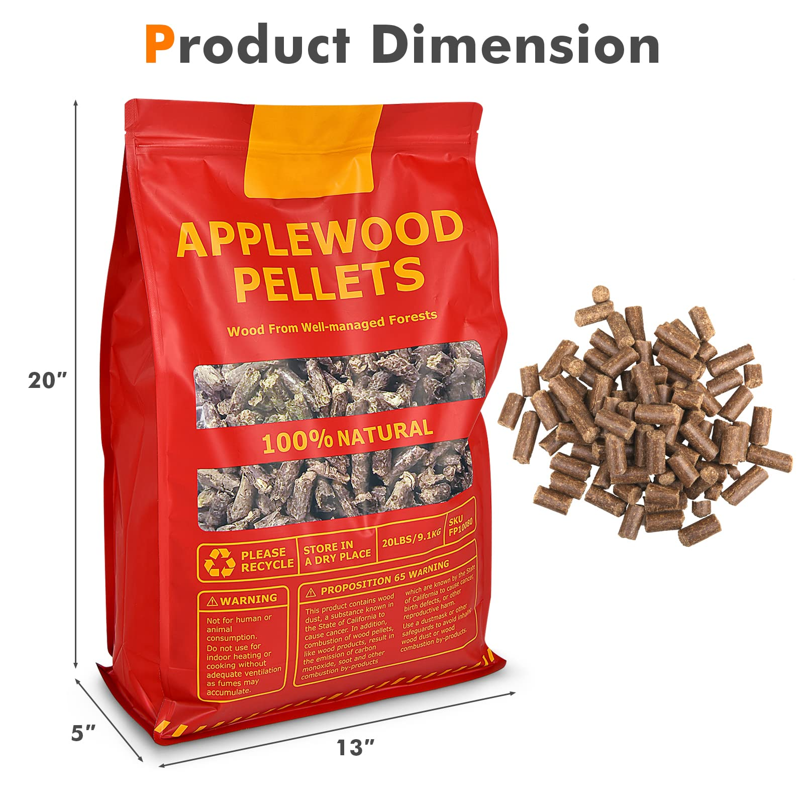 All Natural Hardwood Pellets with Fruity Flavour for Grilling Smoking Bake Roast BBQ