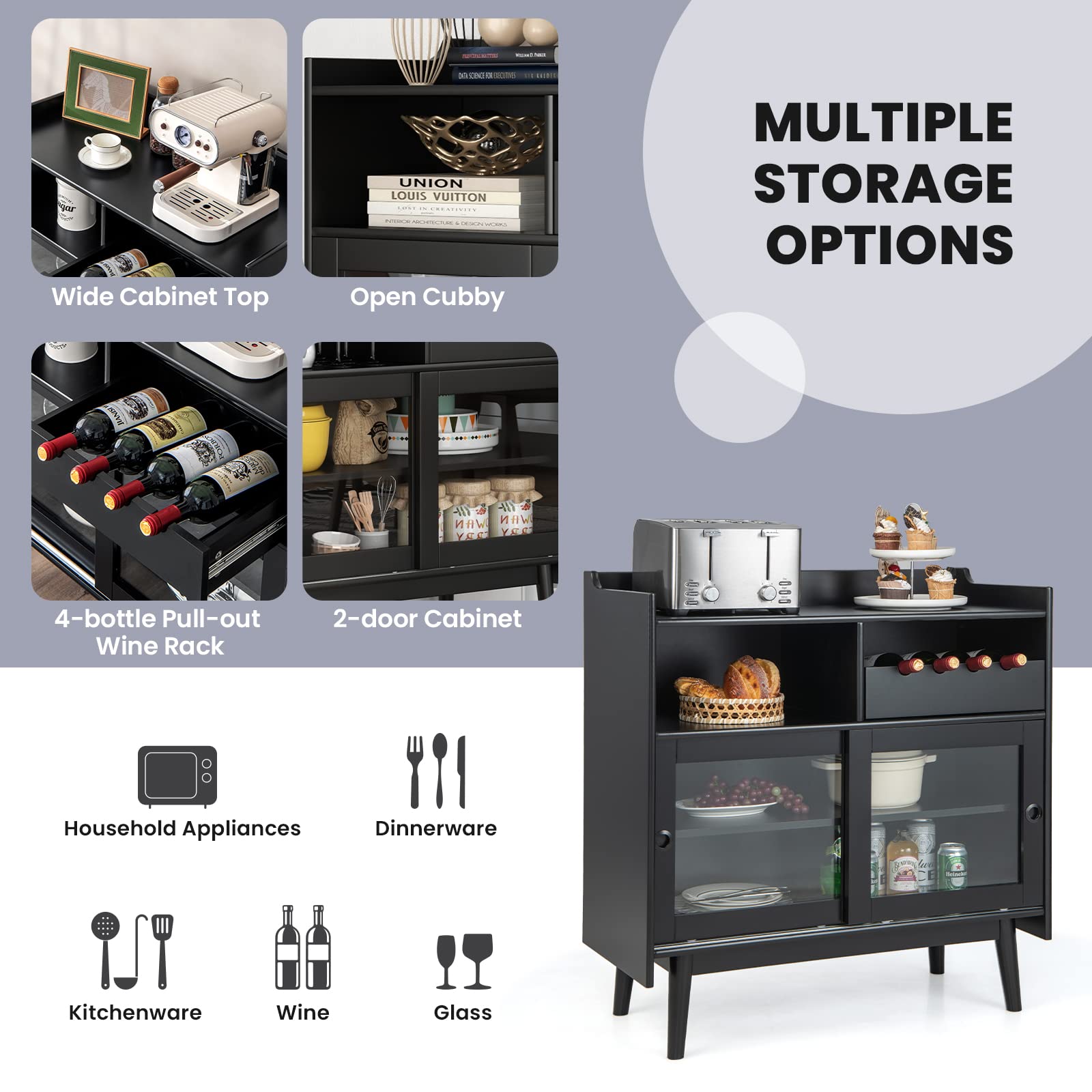 Giantex Buffet Sideboard, Modern Coffee Bar Storage Cabinet