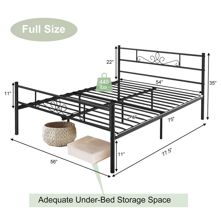 Mattress Foundation w/Heavy Duty Steel Slat Support, No Box Spring Needed