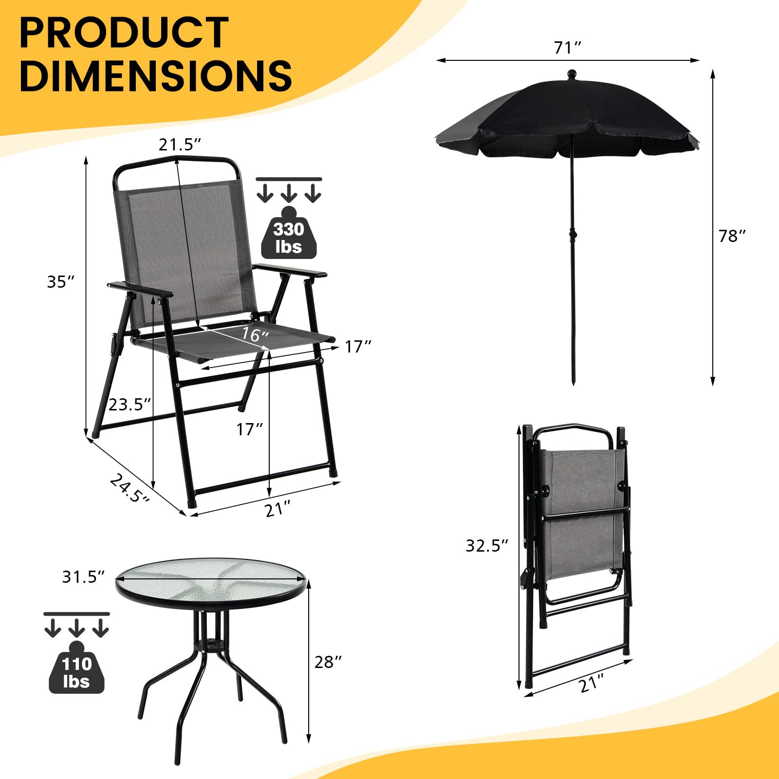 Giantex 6 Pieces Patio Dining Furniture Set