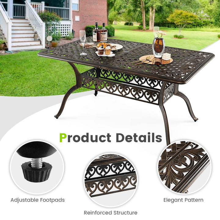 Giantex Patio Dining Table, Cast Aluminum Outdoor Table for 6 or 8 Persons, Heavy-Duty Structure