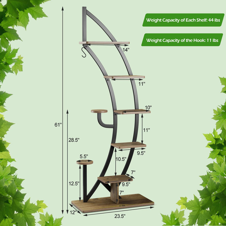 Giantex 6 Tier Metal Plant Stand Indoor, 61" Half Moon Plant Shelf
