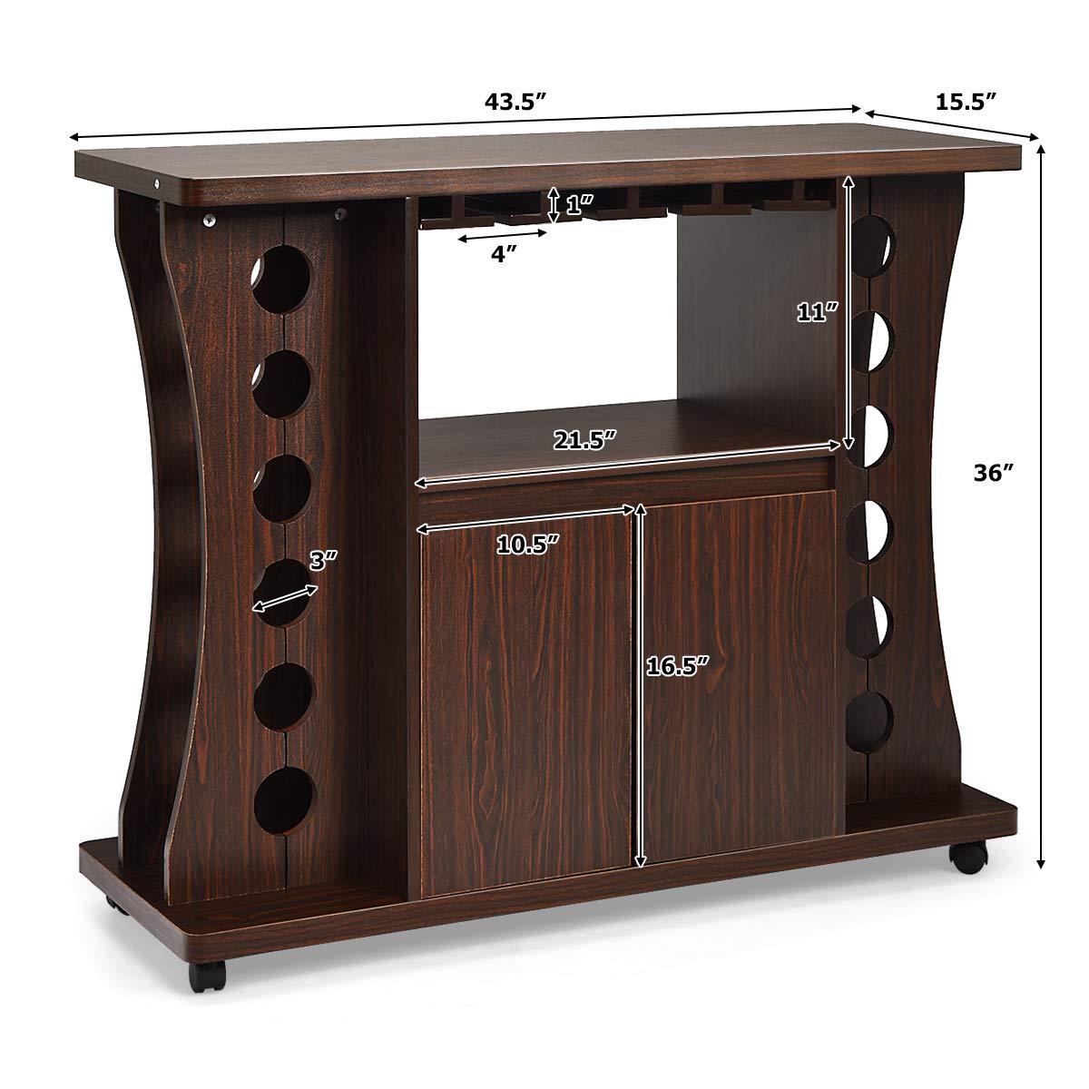 Buffet Server, Rolling Sideboard, Wood Credenza, Console Table