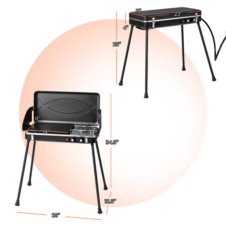 camper grill gas Giantex 2-in-1 Gas Camping Grill and Stove