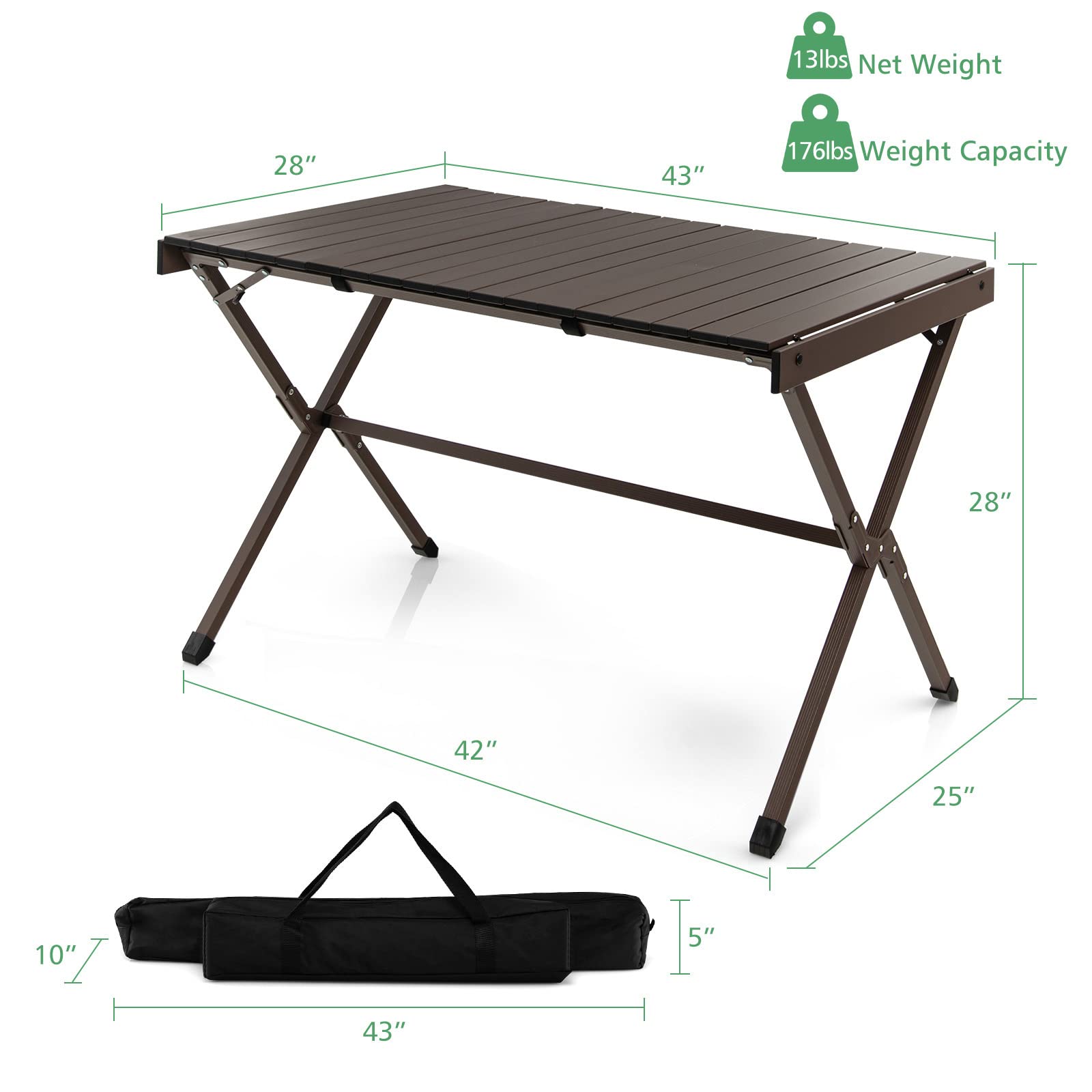 Giantex Folding Camping Table, Aluminum Picnic Table for 4-6 Person