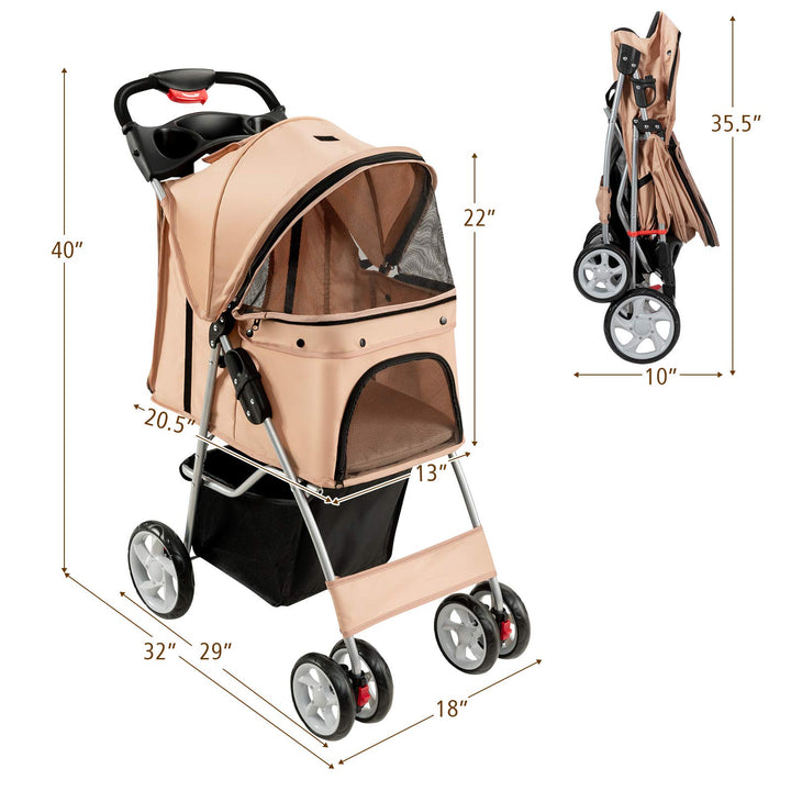  Pet Stroller for Small Medium Dogs Cats Puppy - Giantex