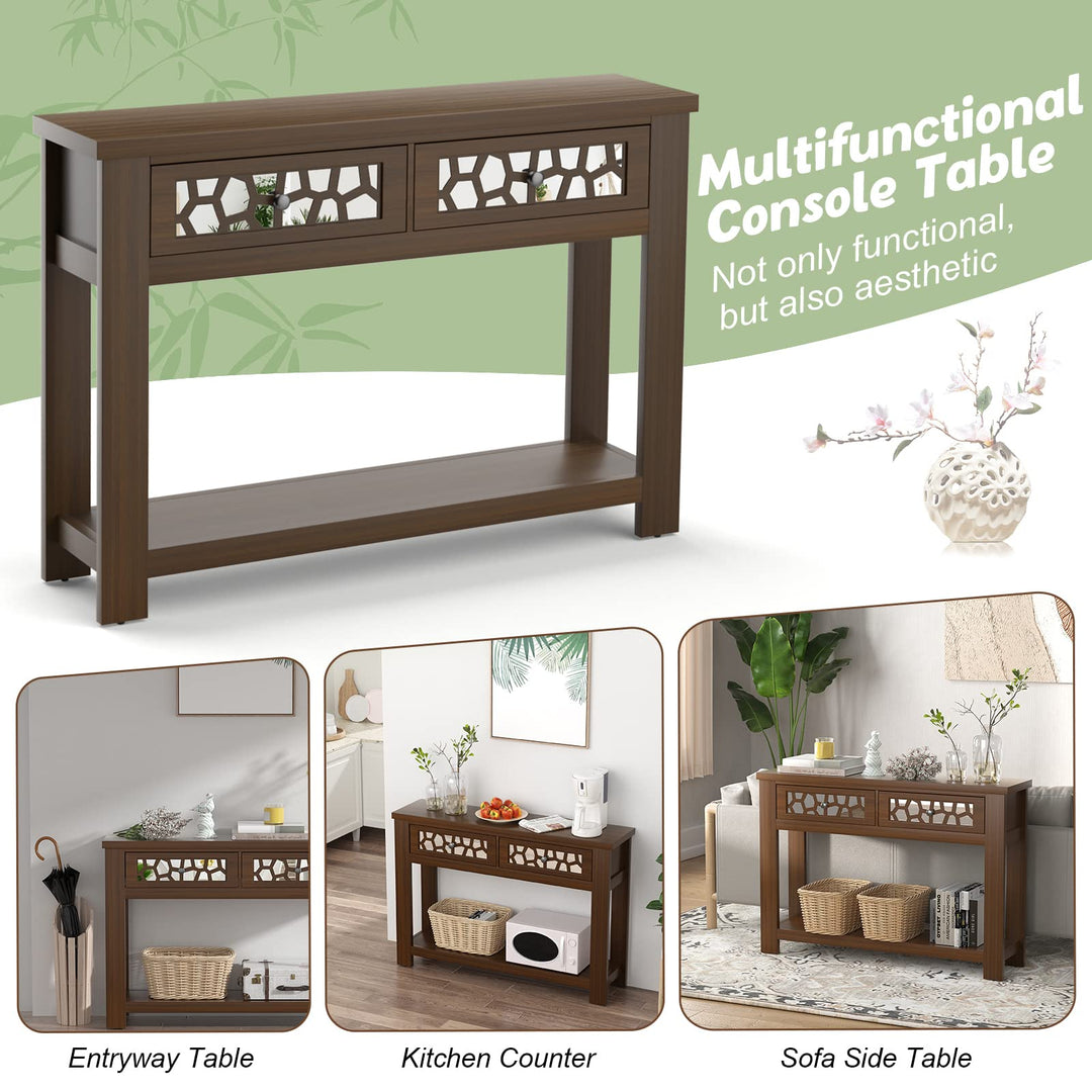 Giantex 2-Tier Console Table with Drawers