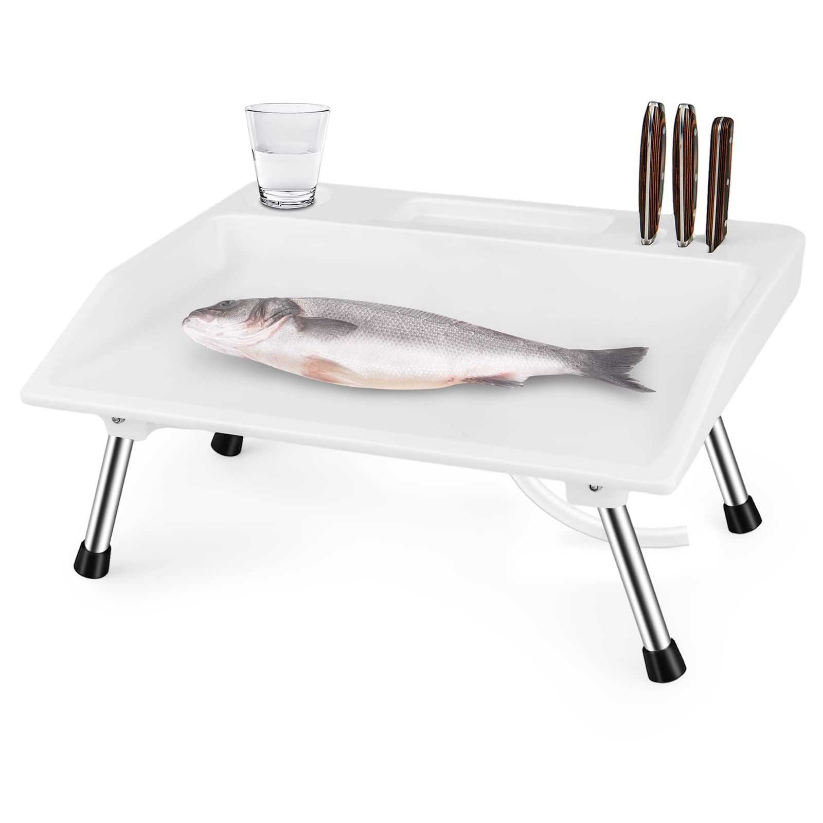 Giantex Small Folding Fish Cleaning Table with Knife Groove