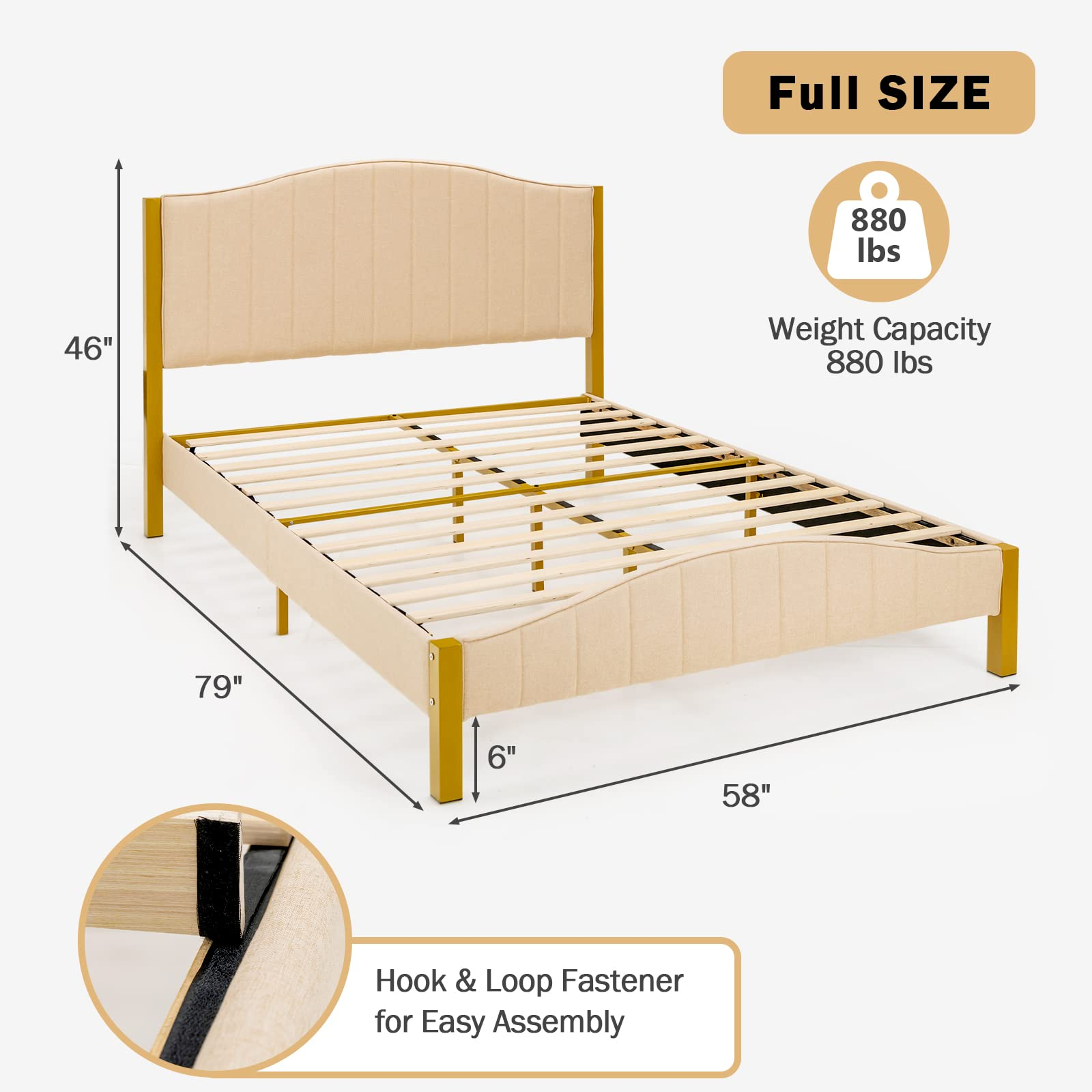 Giantex Full Size Upholstered Bed Frame