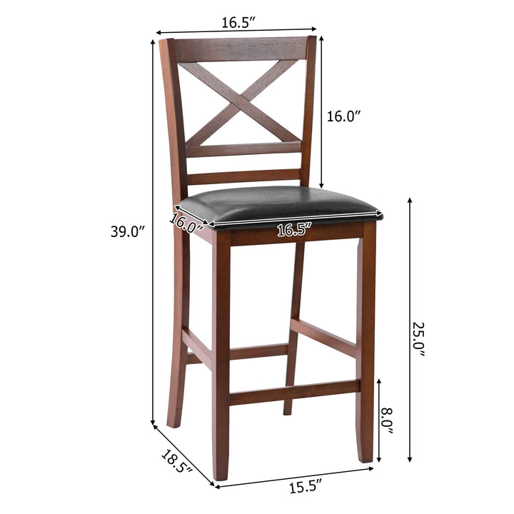 Giantex Modern 25” Counter Height Dining Pub Stools with X-Shaped Backrest, Soft Cushion & Durable PU Seat