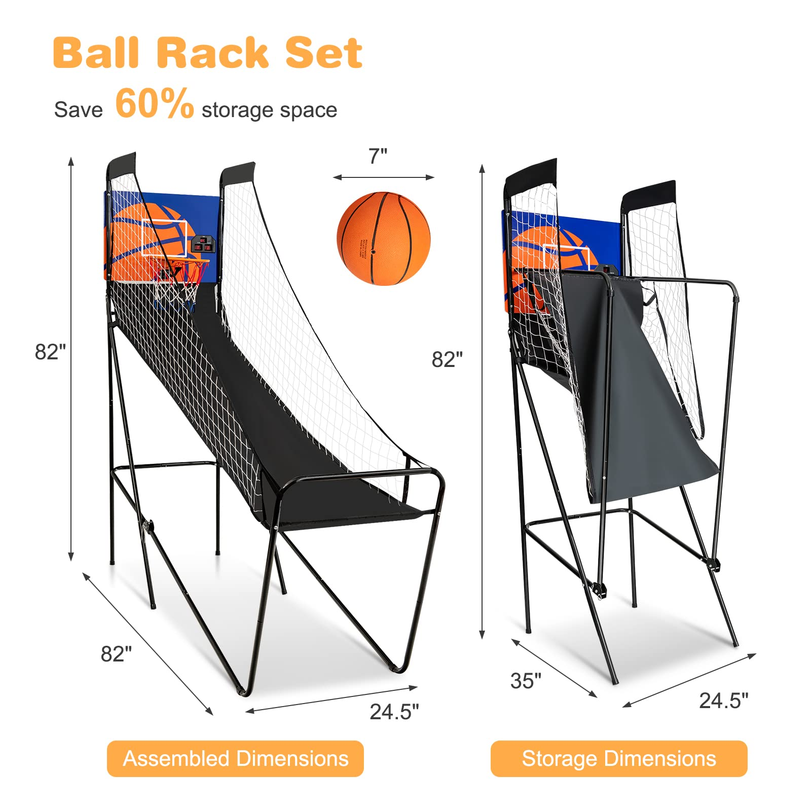 Foldable Electronic Arcade Basketball Game - Giantex