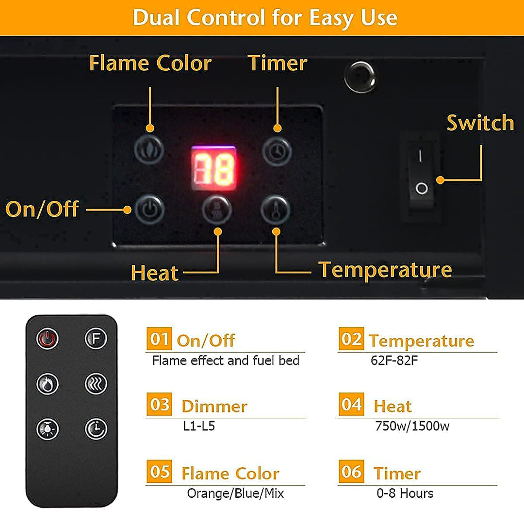 Giantex 28.5" Electric Fireplace Insert Recessed Mounted with 3 Color Adjustable Flames