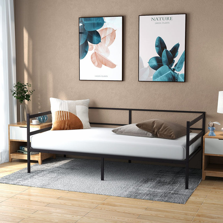 Giantex Twin Daybed Frame, Metal Sofa Bed w/Heavy-Duty 16 Slats Support, Black