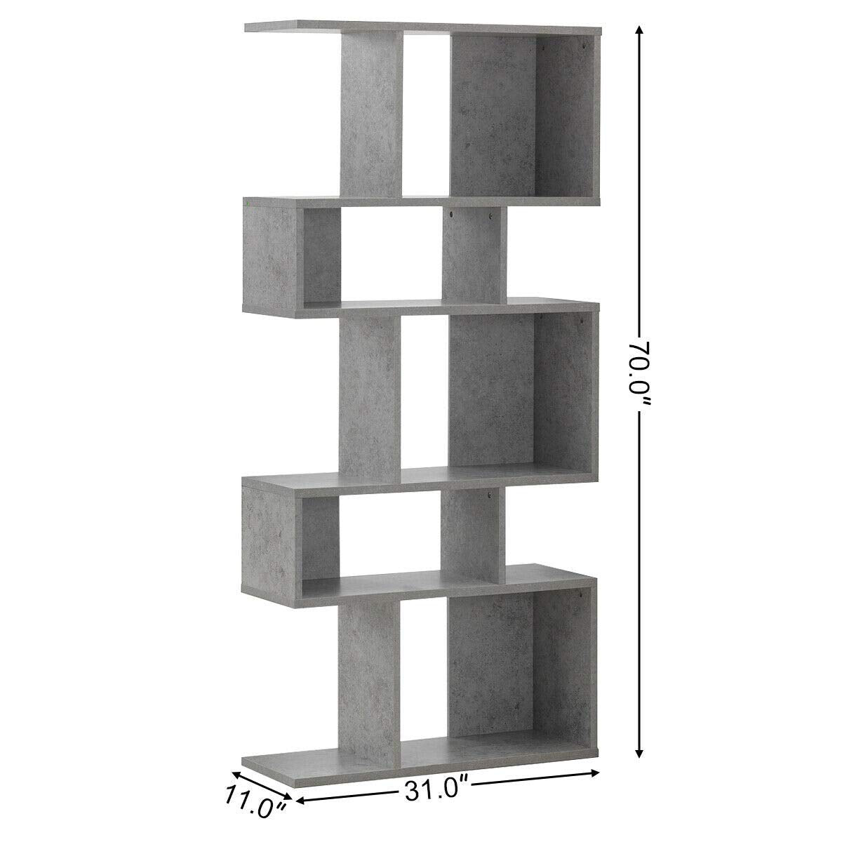 Freestanding Ladder Bookcase, 5-Layer Shelves Closet Organizer Rack Display Cabinet