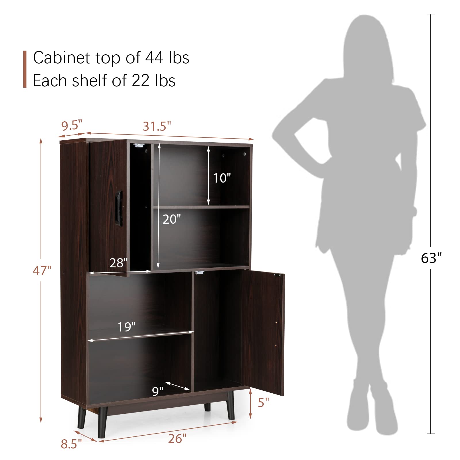 Storage Cabinet with Legs - Giantex