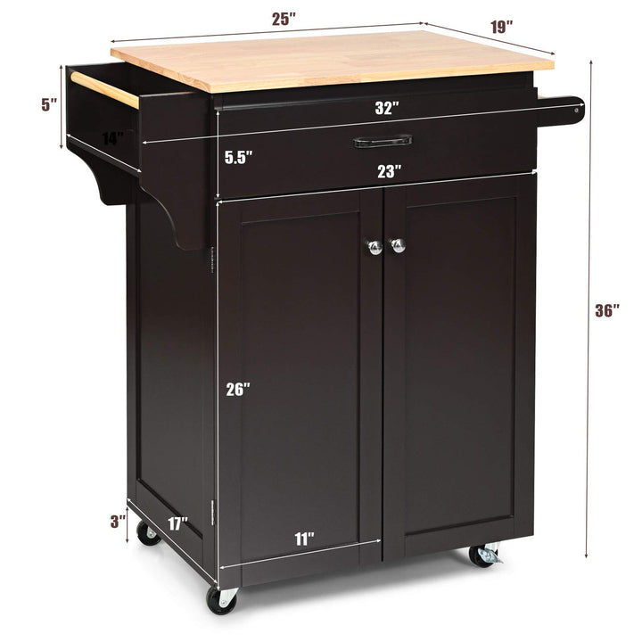 Giantex Rolling Kitchen Island, Kitchen Trolley Cart with Spice Rack, Large Drawer