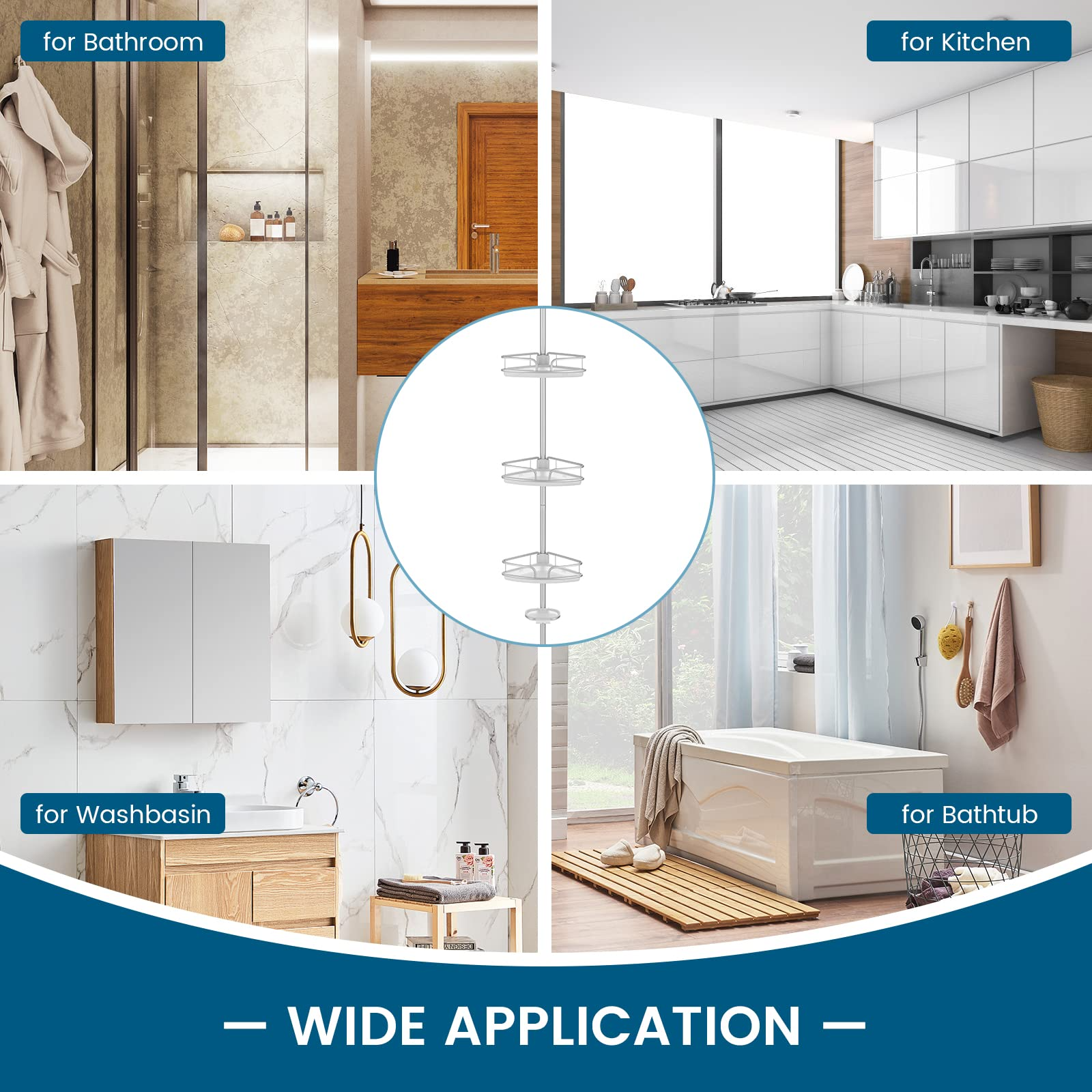 4-Tier Shower Shelf for Bathtub Shampoo Accessories
