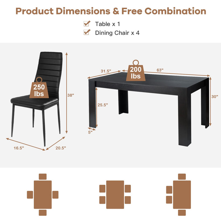 Giantex 5 Pieces Dining Table Set, Modern Kitchen Table Set