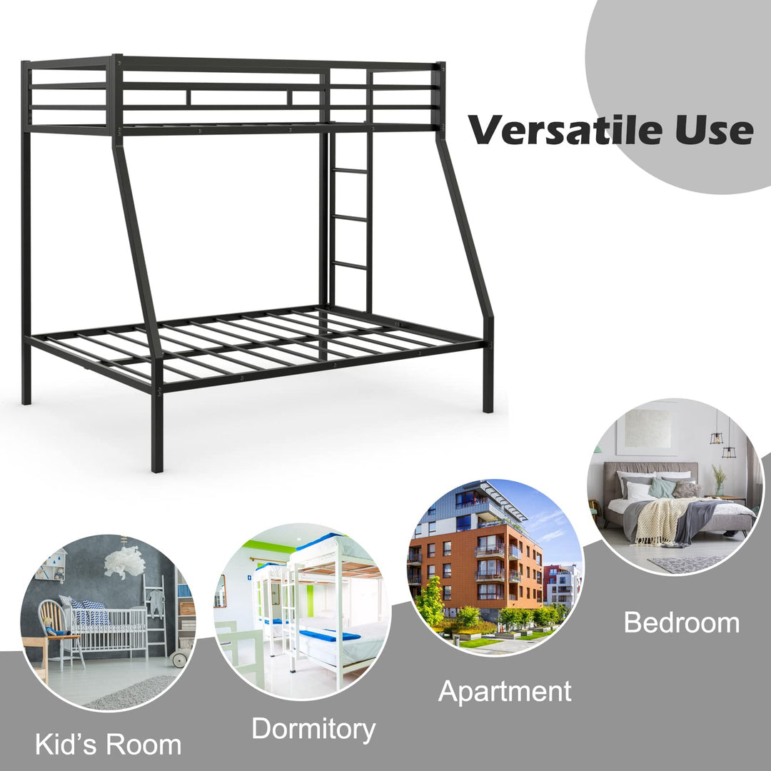 Giantex Metal Bunk Bed, Twin Over Full Size Bed w/ Removable Ladder & Steel Slats Support