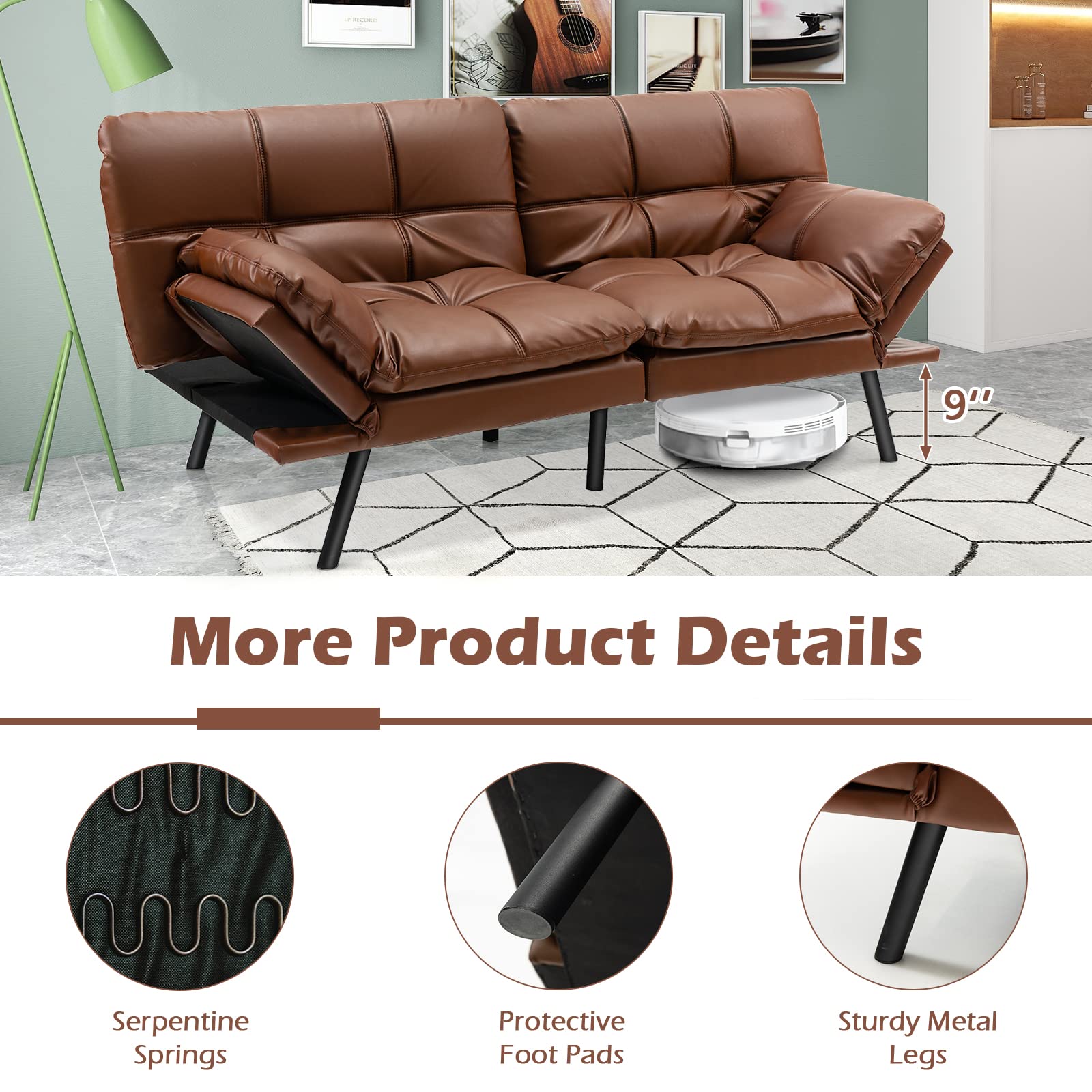 Convertible Memory Foam Futon Couch Sleeper - Giantex
