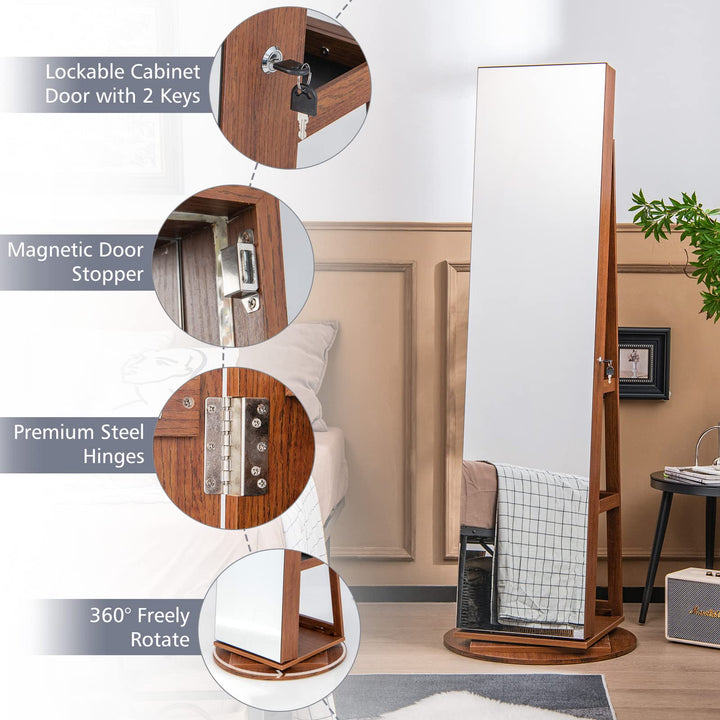 Jewelry Armoire, Walnut - Giantex