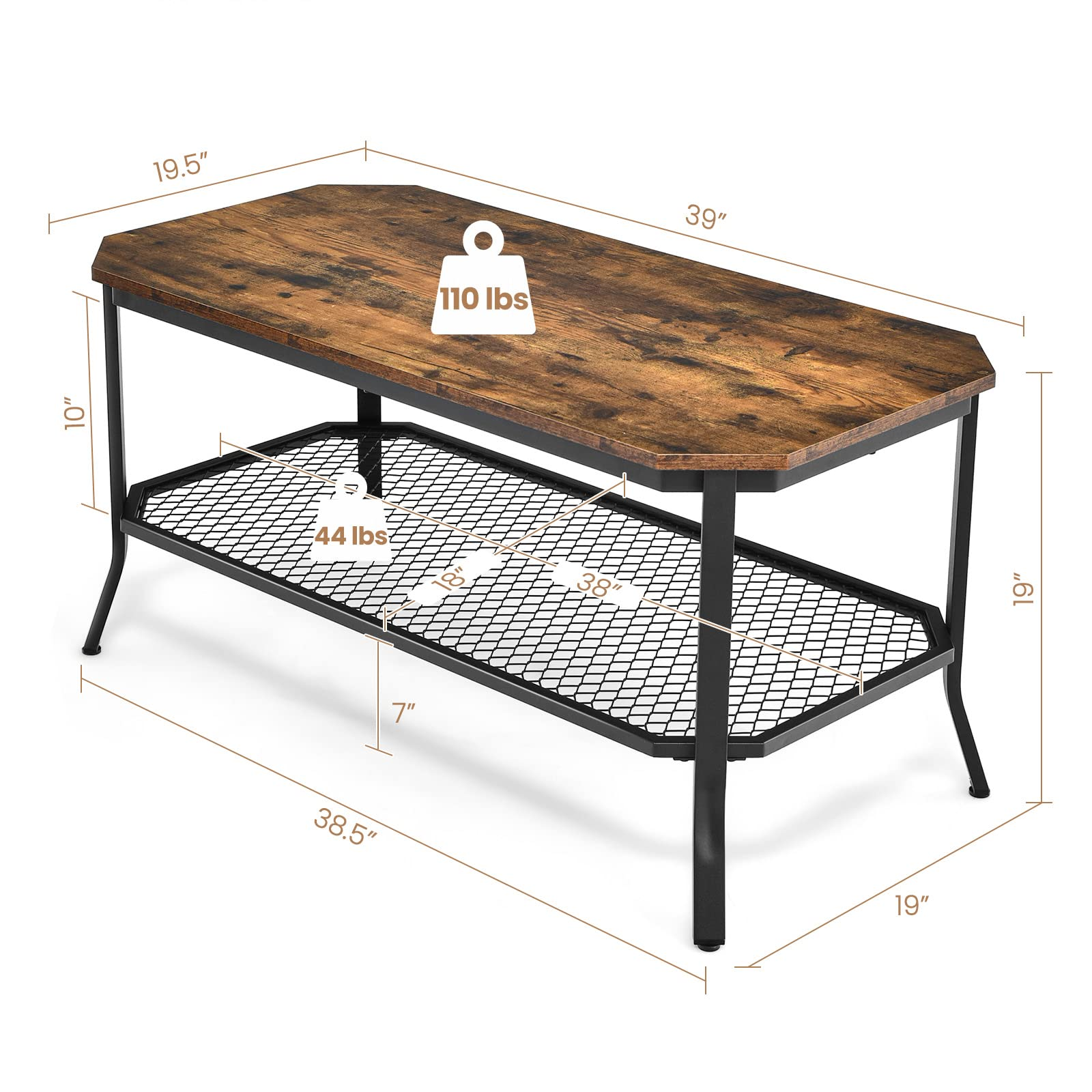 Giantex Coffee Table, Industrial 2-Tier Table