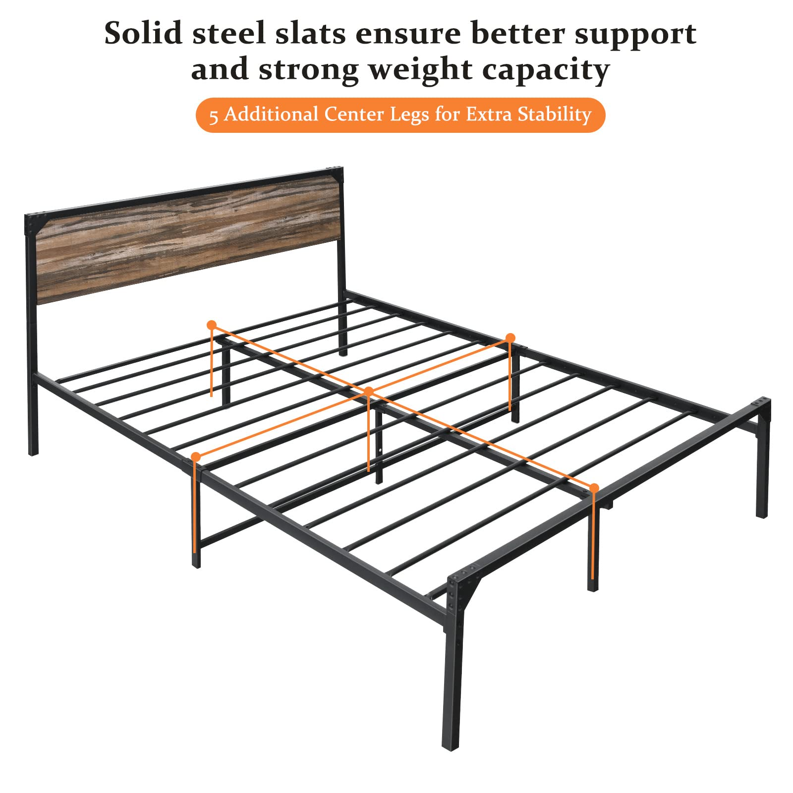 Metal Full / Queen Size Platform Bed Frame with Under Bed Space