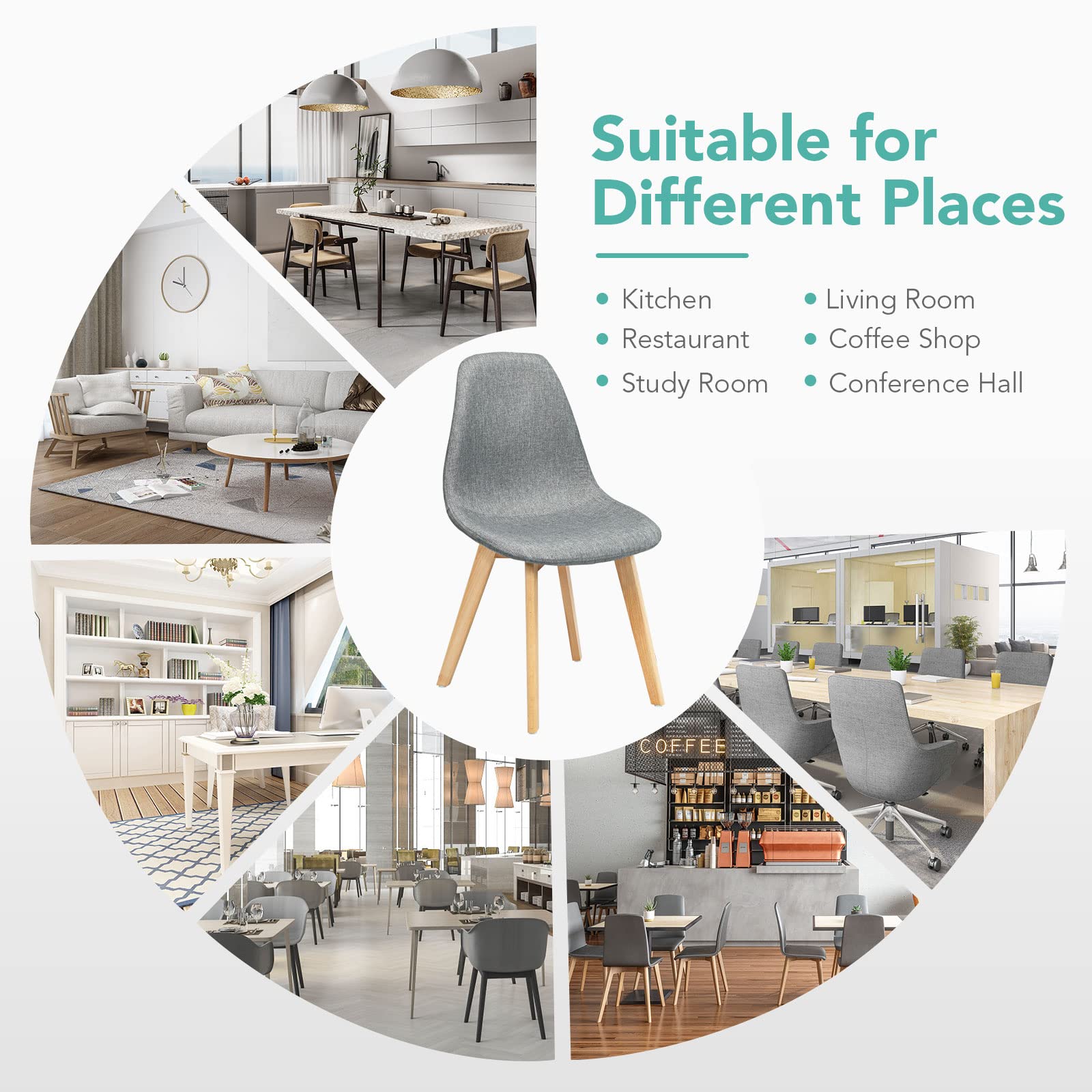 Set of 2 or 4 Kitchen Dining Chairs Gray