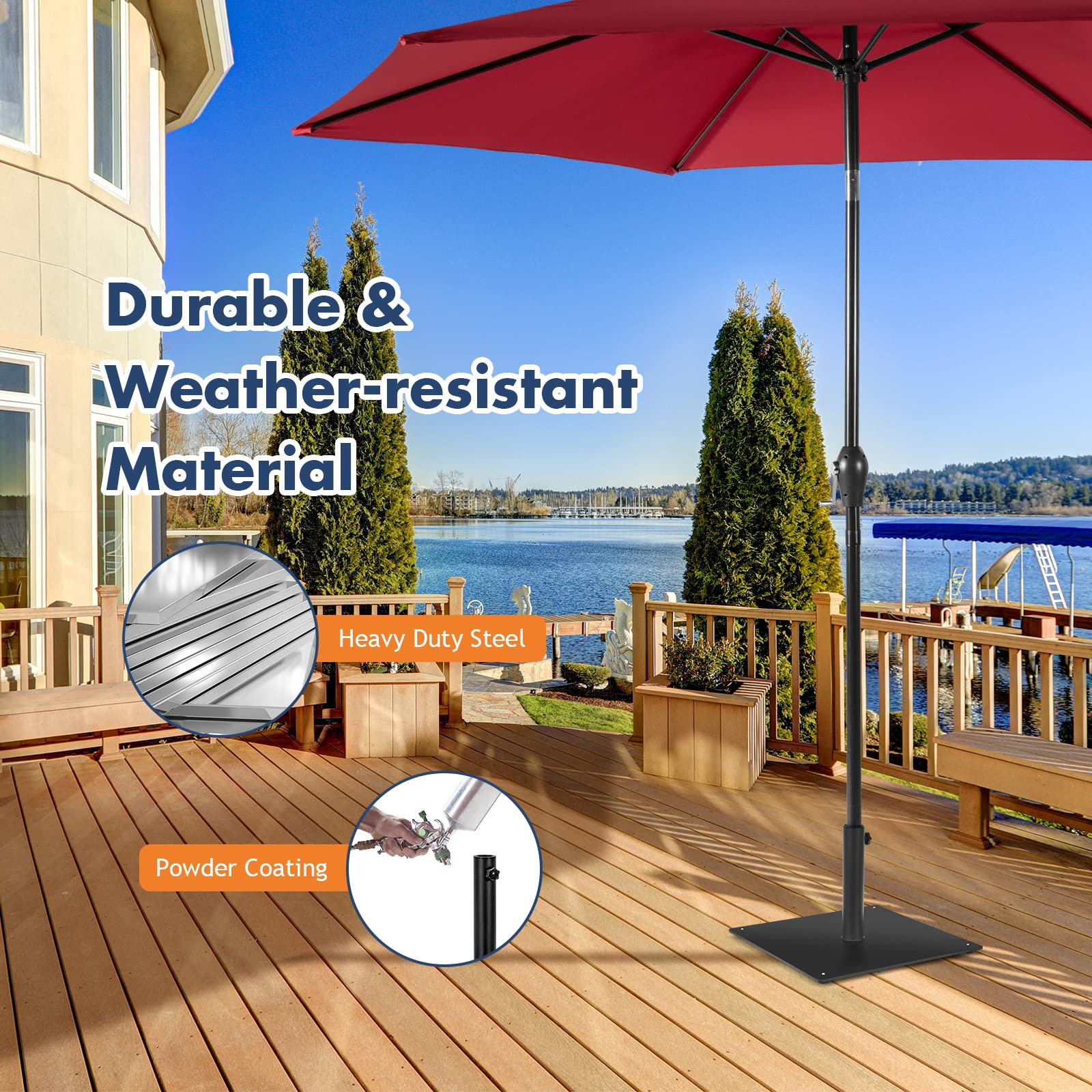 Giantex 35lbs Patio Umbrella Base, Suitable for 1.6''-1.9'' Umbrella Poles (20'' x 20'')