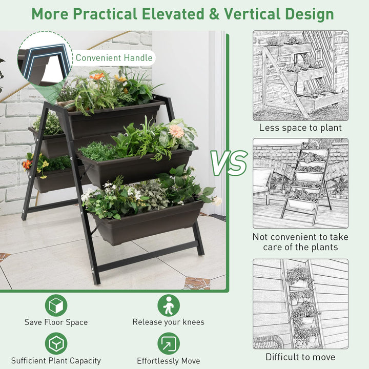 Giantex Set of 2 Vertical Raised Garden Bed, 5 Planter Boxes Container w/ Drainage Holes