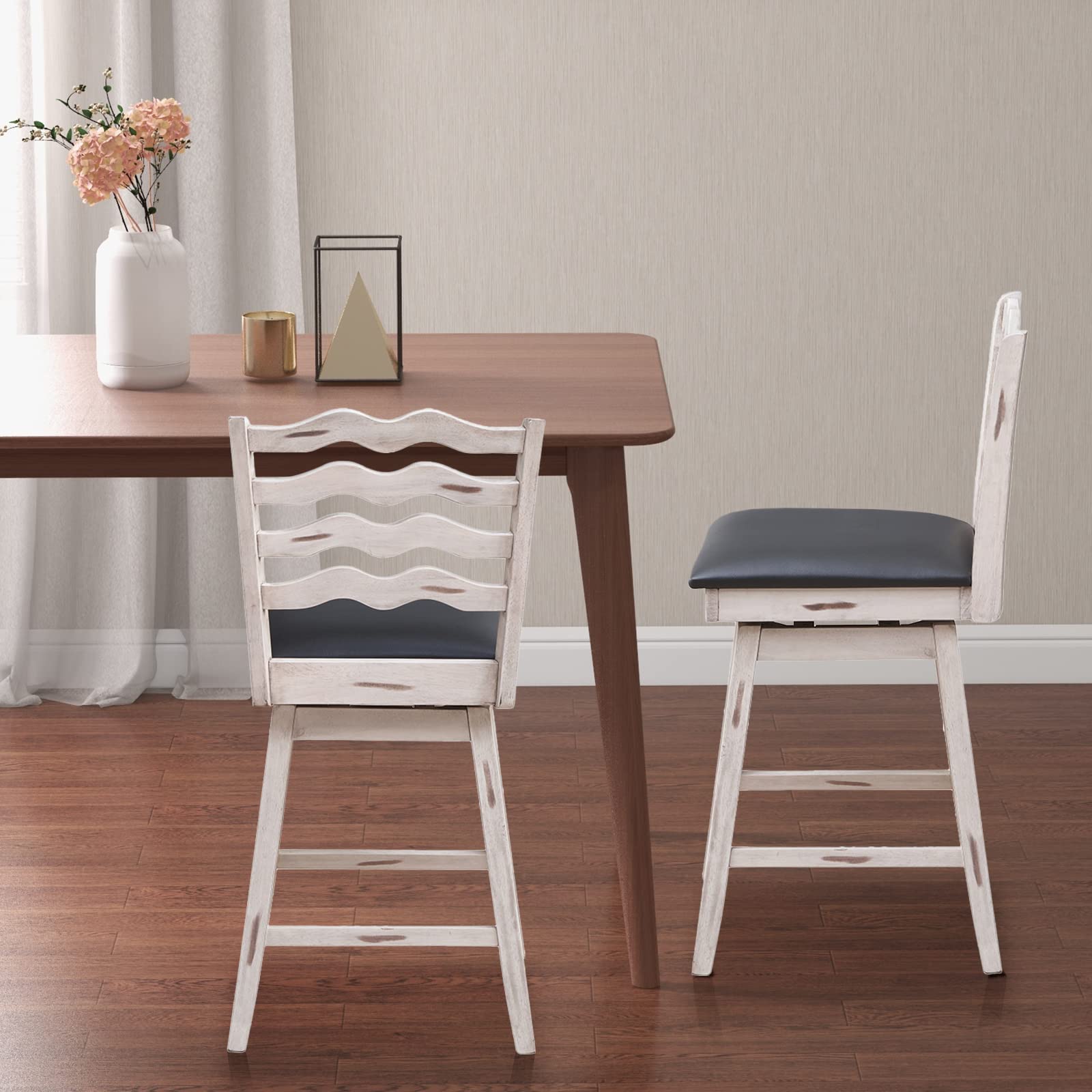 Giantex Wooden Upholstered Barstools for Kitchen Island